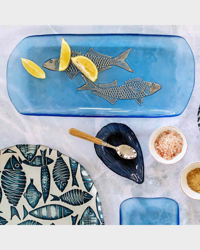 Isola Glass Medium Fish Rectangular Tray